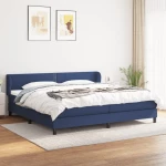 vidaXL Κρεβάτι Boxspring με Στρώμα Μπλε 200x200 εκ. Υφασμάτινο 200 x 200 cm Μπλε
