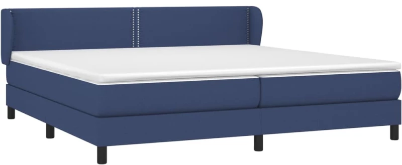 vidaXL Κρεβάτι Boxspring με Στρώμα Μπλε 200x200 εκ. Υφασμάτινο 200 x 200 cm Μπλε