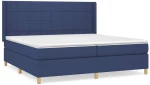 vidaXL Κρεβάτι Boxspring με Στρώμα Μπλε 200x200 εκ. Υφασμάτινο 200 x 200 cm Μπλε