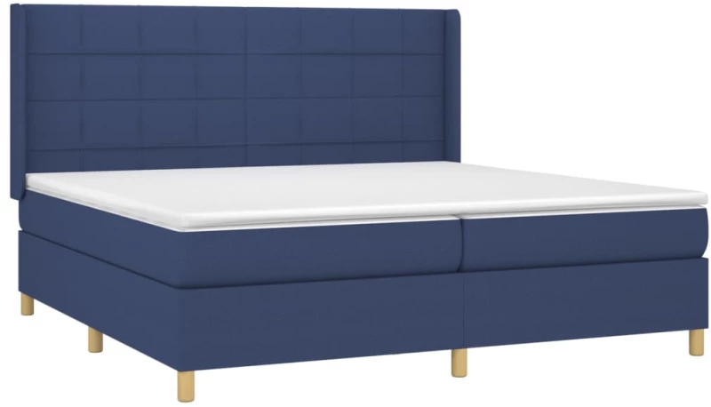 vidaXL Κρεβάτι Boxspring με Στρώμα Μπλε 200x200 εκ. Υφασμάτινο 200 x 200 cm Μπλε