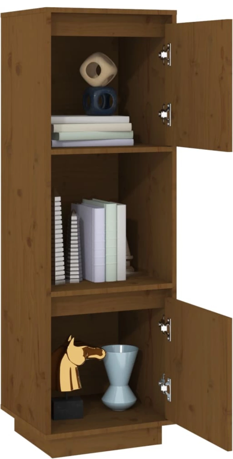 vidaXL Ντουλάπι Ψηλό Μελί 38 x 35 x 117 εκ. από Μασίφ Ξύλο Πεύκου N/A Καφέ