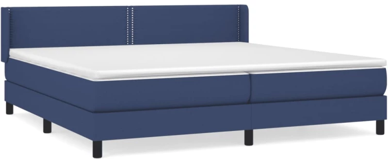 vidaXL Κρεβάτι Boxspring με Στρώμα Μπλε 200x200 εκ. Υφασμάτινο 200 x 200 cm Μπλε
