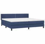 vidaXL Κρεβάτι Boxspring με Στρώμα Μπλε 200x200 εκ. Υφασμάτινο 200 x 200 cm Μπλε