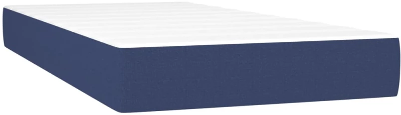 vidaXL Κρεβάτι Boxspring με Στρώμα Μπλε 200x200 εκ. Υφασμάτινο 200 x 200 cm Μπλε