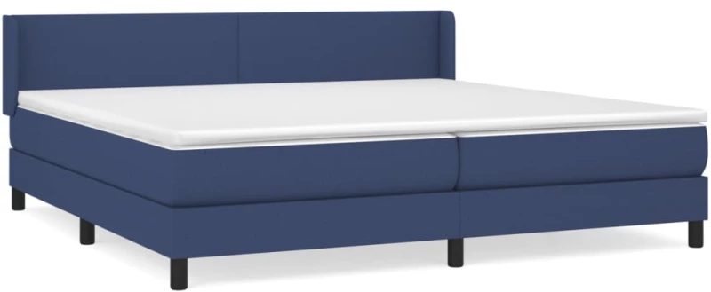 vidaXL Κρεβάτι Boxspring με Στρώμα Μπλε 200x200 εκ. Υφασμάτινο 200 x 200 cm Μπλε