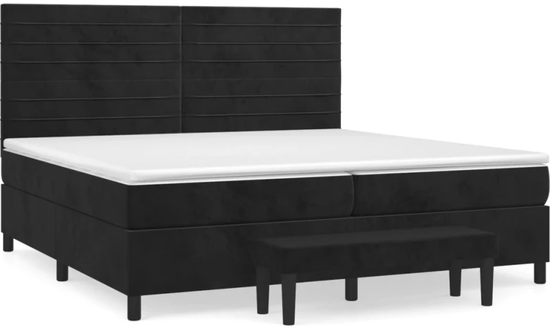 vidaXL Κρεβάτι Boxspring με Στρώμα Μαύρο 200x200 εκ. Βελούδινο 200 x 200 cm Μαύρο