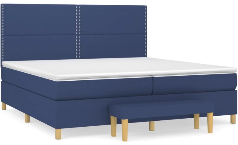 vidaXL Κρεβάτι Boxspring με Στρώμα Μπλε 200x200 εκ. Υφασμάτινο 200 x 200 cm Μπλε