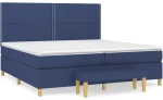 vidaXL Κρεβάτι Boxspring με Στρώμα Μπλε 200x200 εκ. Υφασμάτινο 200 x 200 cm Μπλε