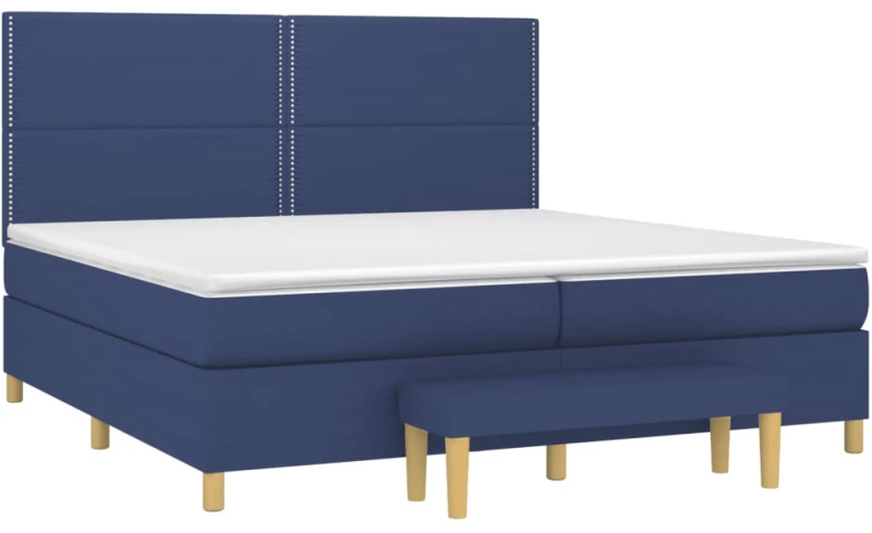 vidaXL Κρεβάτι Boxspring με Στρώμα Μπλε 200x200 εκ. Υφασμάτινο 200 x 200 cm Μπλε