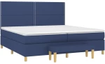 vidaXL Κρεβάτι Boxspring με Στρώμα Μπλε 200x200 εκ. Υφασμάτινο 200 x 200 cm Μπλε