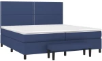vidaXL Κρεβάτι Boxspring με Στρώμα Μπλε 200x200 εκ. Υφασμάτινο 200 x 200 cm Μπλε