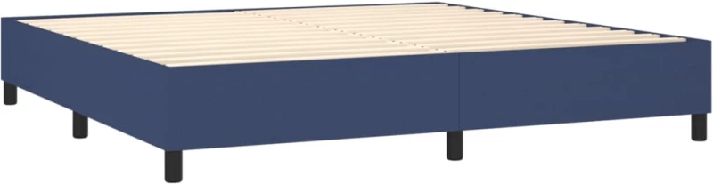 vidaXL Κρεβάτι Boxspring με Στρώμα Μπλε 200x200 εκ. Υφασμάτινο 200 x 200 cm Μπλε