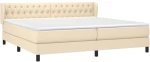 vidaXL Κρεβάτι Boxspring με Στρώμα Κρεμ 200x200 εκ. Υφασμάτινο 200 x 200 cm Κρεμ