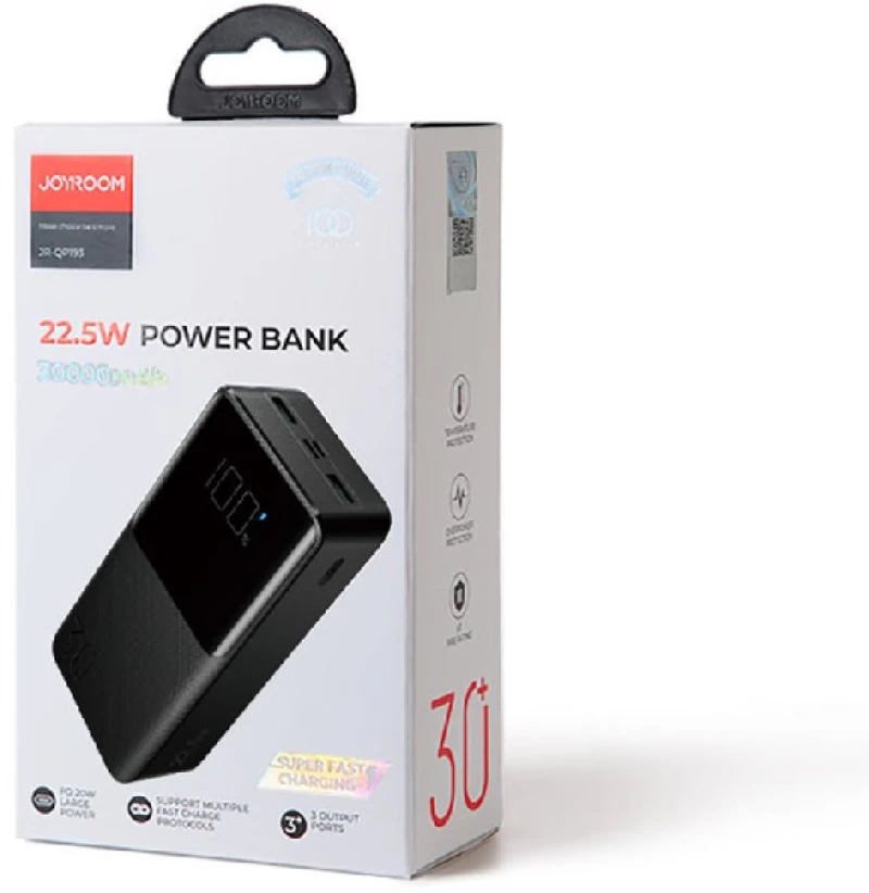 External battery POWER BANK JOYROOM (JR-QP193) 30000mAh (2xUSB 1xUSB-C 22.5W) black