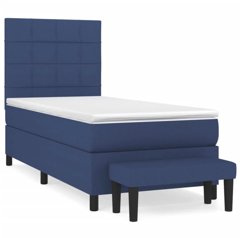 vidaXL Κρεβάτι Boxspring με Στρώμα Μπλε 90x200 εκ.Υφασμάτινο 90 x 200 cm Μπλε