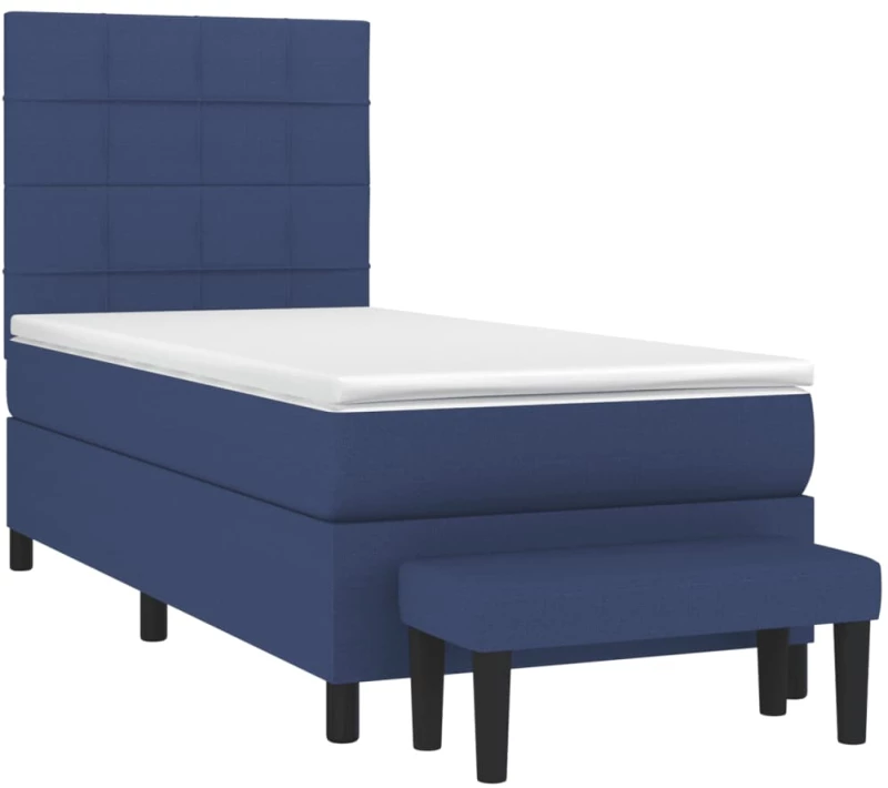 vidaXL Κρεβάτι Boxspring με Στρώμα Μπλε 90x200 εκ.Υφασμάτινο 90 x 200 cm Μπλε