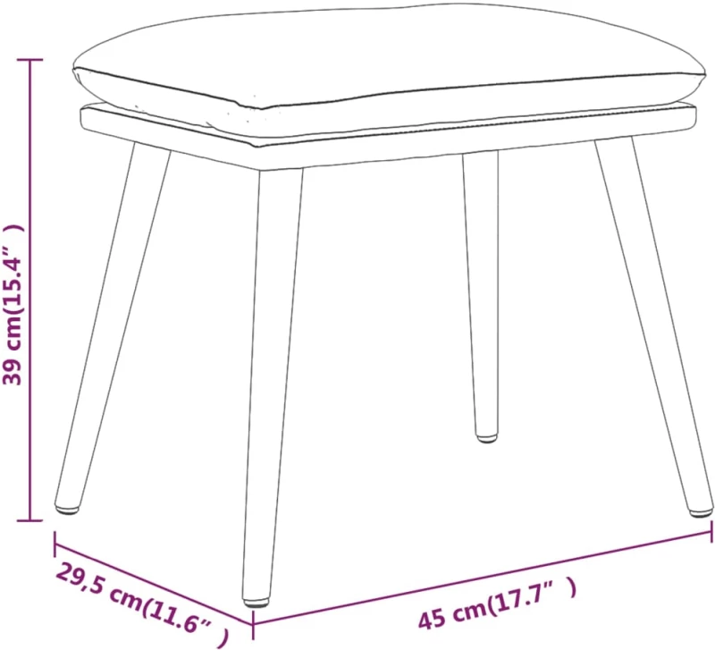 vidaXL Υποπόδιο Κρεμ 45 x 29,5 x 39 εκ. Υφασμάτινο N/A Κρεμ