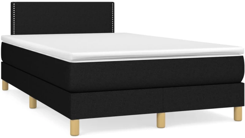 vidaXL Κρεβάτι Boxspring με Στρώμα Μαύρο 120x200 εκ. Υφασμάτινο 120 x 200 cm Μαύρο
