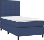 vidaXL Κρεβάτι Boxspring με Στρώμα & LED Μπλε 90x200 εκ. Υφασμάτινο 90 x 200 cm Μπλε