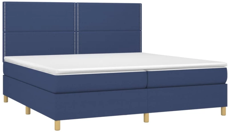 vidaXL Κρεβάτι Boxspring με Στρώμα & LED Μπλε 200x200 εκ. Υφασμάτινο 200 x 200 cm Μπλε