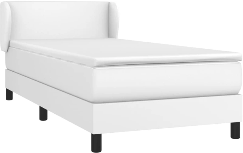 vidaXL Κρεβάτι Boxspring με Στρώμα Λευκό 80 x 200 εκ. Συνθετικό Δέρμα 80 x 200 cm Λευκό