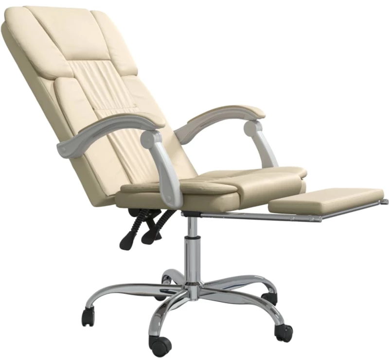 vidaXL Καρέκλα Γραφείου Ανακλινόμενη Κρεμ Συνθετικό δέρμα N/A Κρεμ