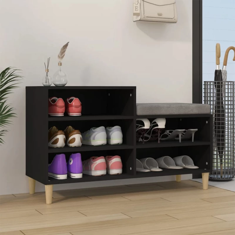 vidaXL Παπουτσοθήκη Μαύρο 102x36x60 εκ. από Επεξεργασμένο Ξύλο N/A Μαύρο