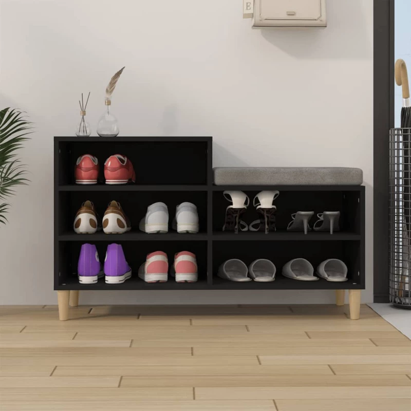vidaXL Παπουτσοθήκη Μαύρο 102x36x60 εκ. από Επεξεργασμένο Ξύλο N/A Μαύρο