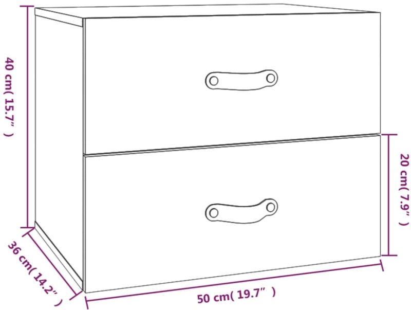 vidaXL Κομοδίνο Επιτοίχιο Γκρι 50 x 36 x 40 εκ. N/A Γκρι