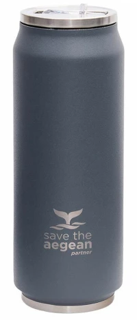 Estia Travel Cup Save The Aegean Ποτήρι Θερμός με Καλαμάκι Grey Matte 500ml