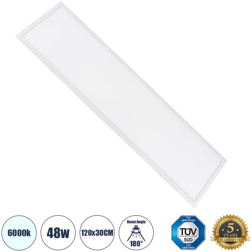 GloboStar® 60212 Χωνευτό LED Panel Milky Super Slim 120x30cm 48W 4800lm 120° CRI≥80Ra UGR