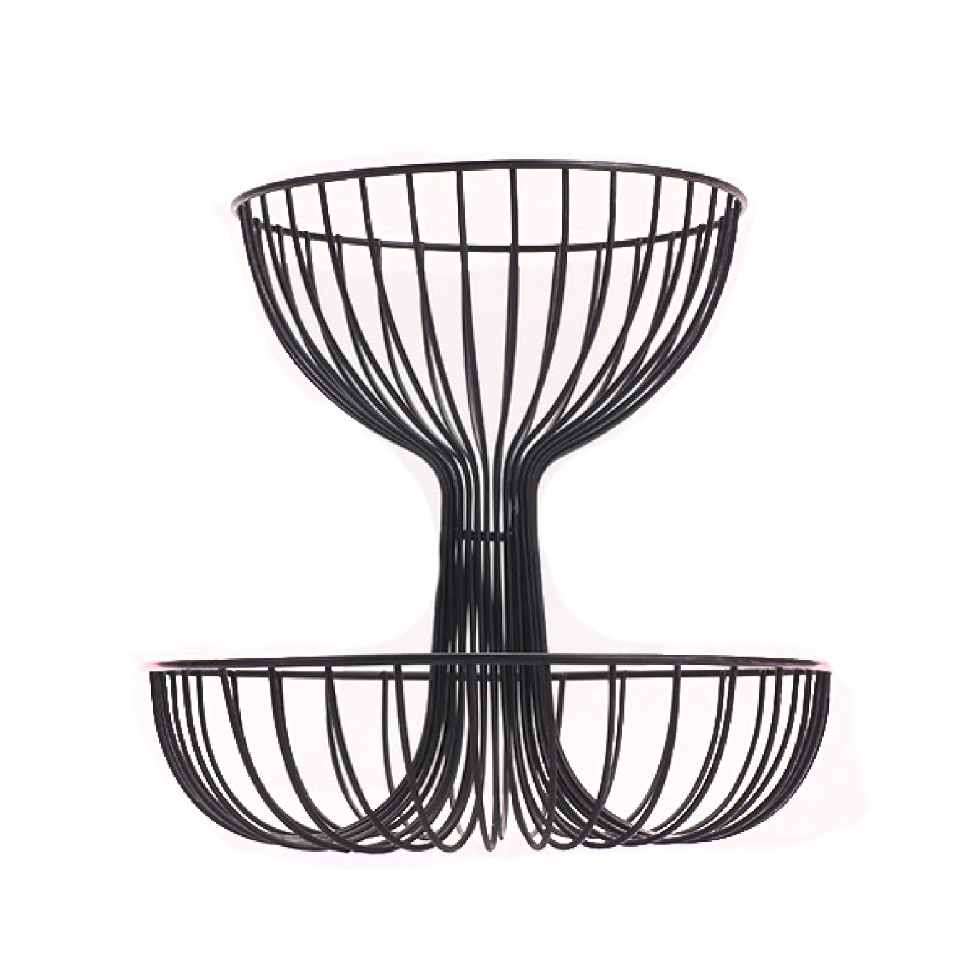 Μεταλλική Φρουτιέρα Συντριβάνι Δύο Επιπέδων Μαύρη 30x30x29cm