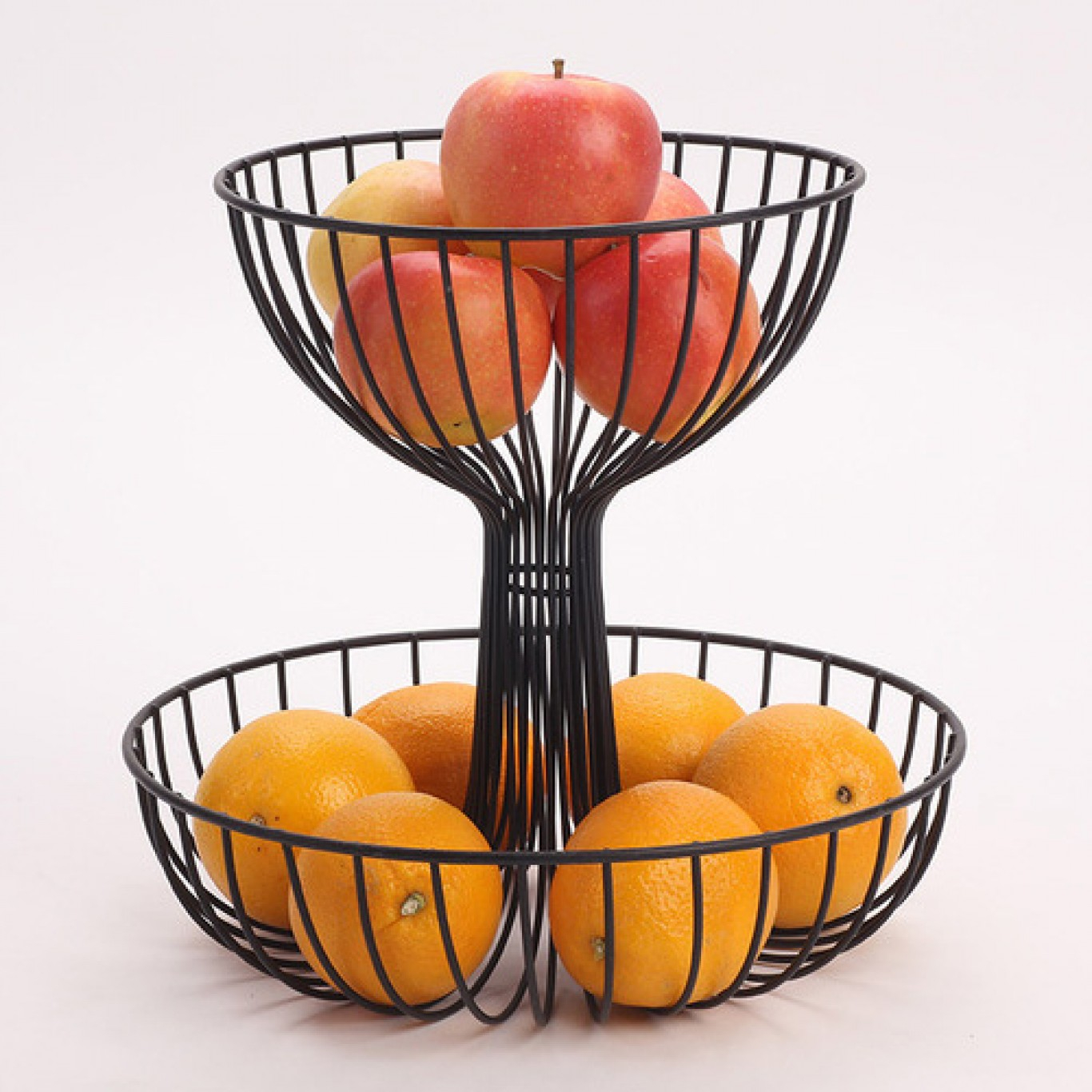 Μεταλλική Φρουτιέρα Συντριβάνι Δύο Επιπέδων Μαύρη 30x30x29cm