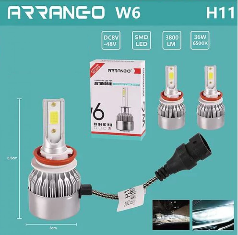 Σετ 2 Τεμάχια Led Λάμπες W6 Αυτοκινήτου  SMD 35W H11 3800lm - Led Headlight