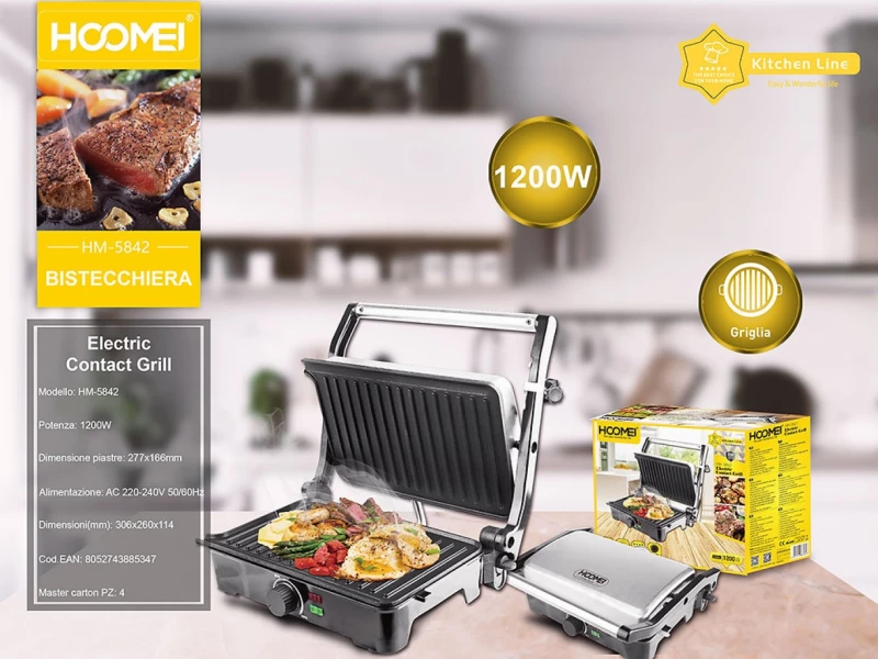 Τοστιέρα - Γκριλιέρα 1200W Hoomei HM-5842