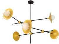 GloboStar® JOLIET 00780 Μοντέρνο Φωτιστικό Οροφής Πολύφωτο 6 x G9 AC 230V Μαύρο - Χρυσό Μεταλλικό Πλέγμα Φ93 x Υ87cm