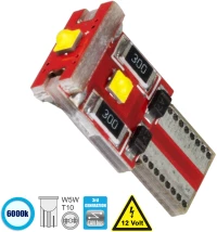 GloboStar® 81111 Λάμπα Αυτοκίνητου T10 W5W 3rd Generation Series LED 3 CREE XHP35 6W 846lm 360° DC 12V IP20 Ψυχρό Λευκό 6000K