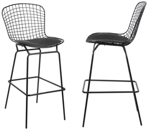 23740 SAXON ΣΚΑΜΠΟ BAR ΜΕ ΠΛΑΤΗ, ΜΕΤΑΛΛΟ ΒΑΦΗ ΜΑΥΡΟ, ΜΑΞΙΛΑΡΙ PU ΜΑΥΡΟ 52x61x77/109cm (ΣΕΤ 4 ΤΕΜΑΧΙΩΝ)