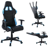 93242 BF9150 GAMING ΠΟΛΥΘΡΟΝΑ ΓΡΑΦΕΙΟΥ, ΑΝΑΚΛΙΣΗ ΠΛΑΤΗς ΕΩς 90°, PU ΜΑΥΡΟ - ΜΠΛΕ 67x69x124/134cm