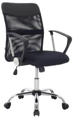 186195 BF2401 ΠΟΛΥΘΡΟΝΑ ΓΡΑΦΕΙΟΥ MEDIUM, ΒΑΣΗ ΧΡΩΜΙΟ, ΥΦΑΣΜΑ - MESH ΑΠΟΧΡΩΣΗ ΜΑΥΡΟ 59x59x92/102cm