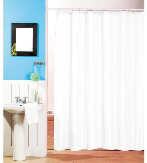 258368 Κουρτίνα μπάνιου υφασμάτινη 180x200εκ. λευκή