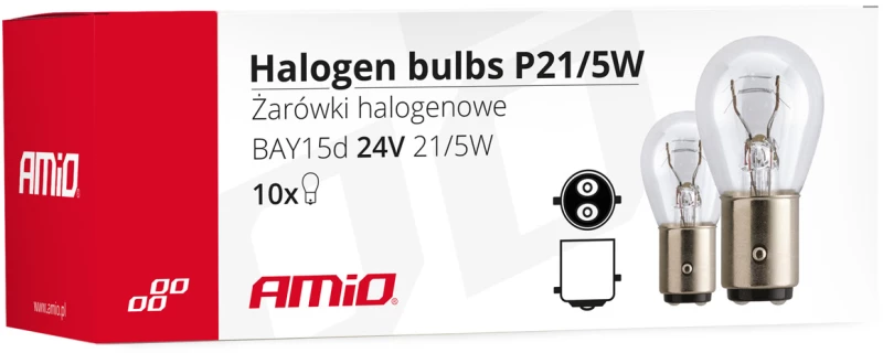 AMIO P21/5W 24V 21/5W BAY15d ΔΙΠΟΛΙΚΟ (STOP) ΑΛΟΓΟΝΟΥ ΚΟΥΤΙ 10ΤΕΜ. 01007/AM