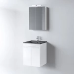 Martin Omega 50 White/Black - Πάγκος με Μαύρο Νιπτήρα & Καθρέπτη
