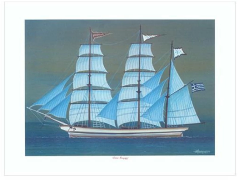 281275 Λιθογραφία Τρισίστιο Ιστιοφόρο 30x40εκ. (ΣΕΤ 3 ΤΕΜΑΧΙΩΝ)