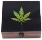 Ξύλινο Κουτί Αποθήκευσης Green Leaf 19x17x7cm & Σταχτοδοχείο και Πιπάκι