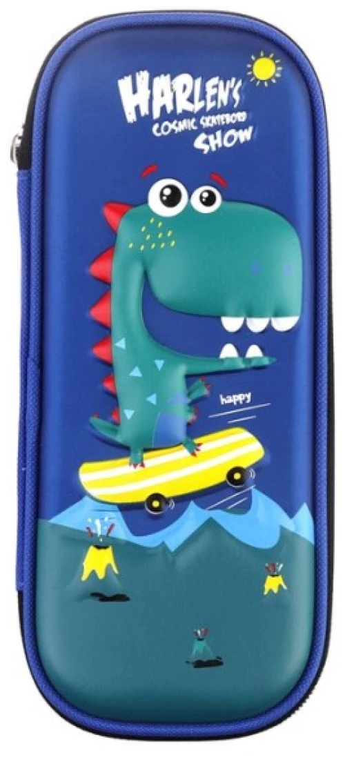 Κασετίνα οβάλ με 3 θήκες MP Dino Skate 3D 22.8x9cm