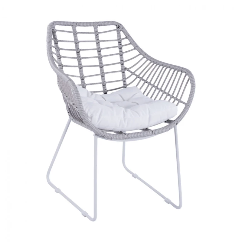 69691 ΠΟΛΥΘΡΟΝΑ ΜΕΤΑΛΛΙΚΗ RADLEY ΑΣΠΡΟ ΜΑΤ - ΓΚΡΙ WICKER