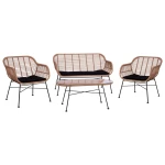 55800 ΣΕΤ ΣΑΛΟΝΙ 4ΤΜΧ ALLEGRA  ΜΕΤΑΛΛΟ - WICKER ΣΕ ΜΠΕΖ ΧΡΩΜΑ