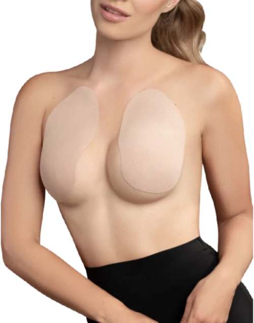 BYE BRA BREAST LIFT PADS + 3 PAIRS OF SATIN NIPPLE COVERS BEIGE