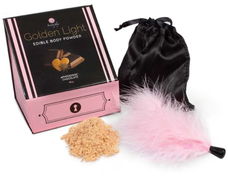 ΕΡΩΤΙΚΟ ΠΑΙΧΝΙΔΙ SECRETPLAY GOLDEN LIGHT KIT APHRODISIAC CHOCOLATE EDIBLE POWDER & FEATHER